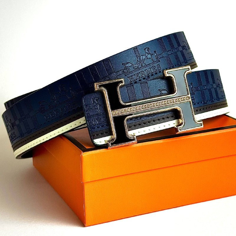 Hermès H Constance Belt – Navy Gold