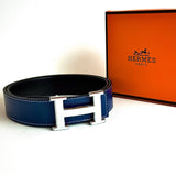 Hermès H Constance Belt – Navy Blue / Silver