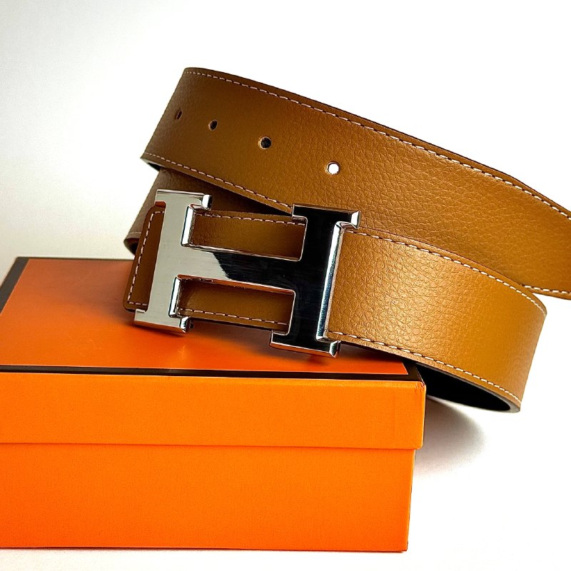 Hermès H Constance Belt – Camel Brown / Silver