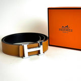 Hermès H Constance Belt – Camel Brown / Silver
