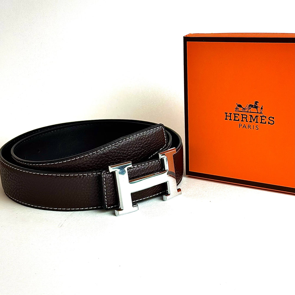Hermès H Buckle Belt – Dark Brown / Silver