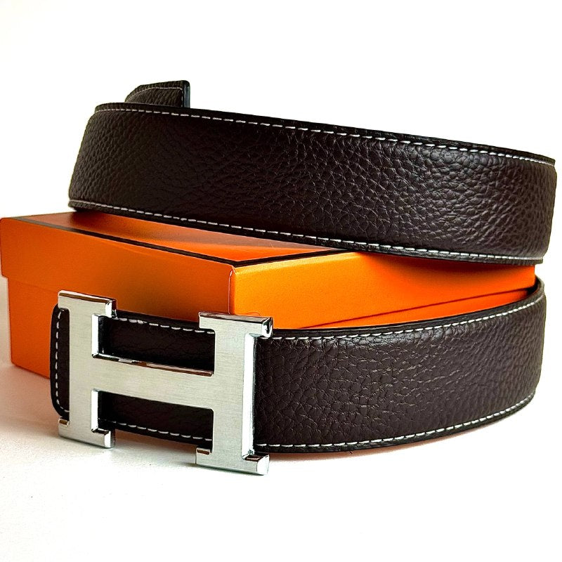 Hermès H Buckle Belt – Dark Brown / Silver