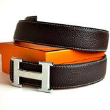 Hermès H Buckle Belt – Dark Brown / Silver
