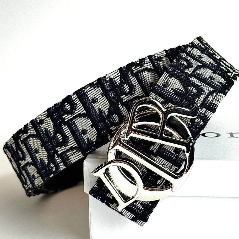 Dior CD Buckle Oblique Belt – Black / Silver