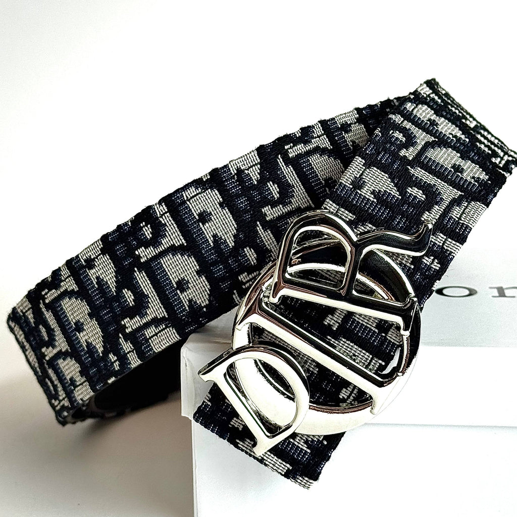 Dior CD Buckle Oblique Belt – Black / Silver
