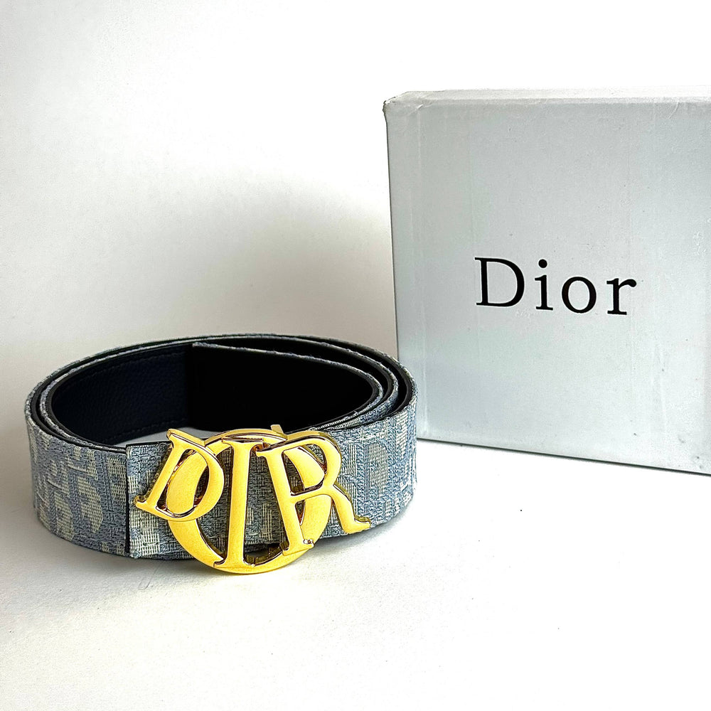 Dior CD Buckle Oblique Belt – Grey Gold