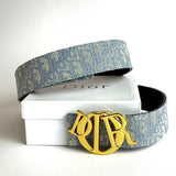 Dior CD Buckle Oblique Belt – Grey Gold