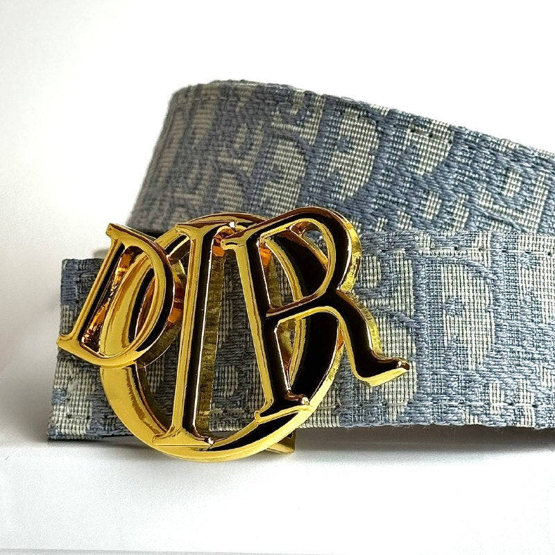 Dior CD Buckle Oblique Belt – Grey Gold