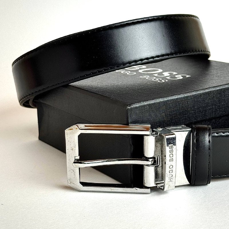 Hugo Boss Reversible Belt – Silver Dark Brown