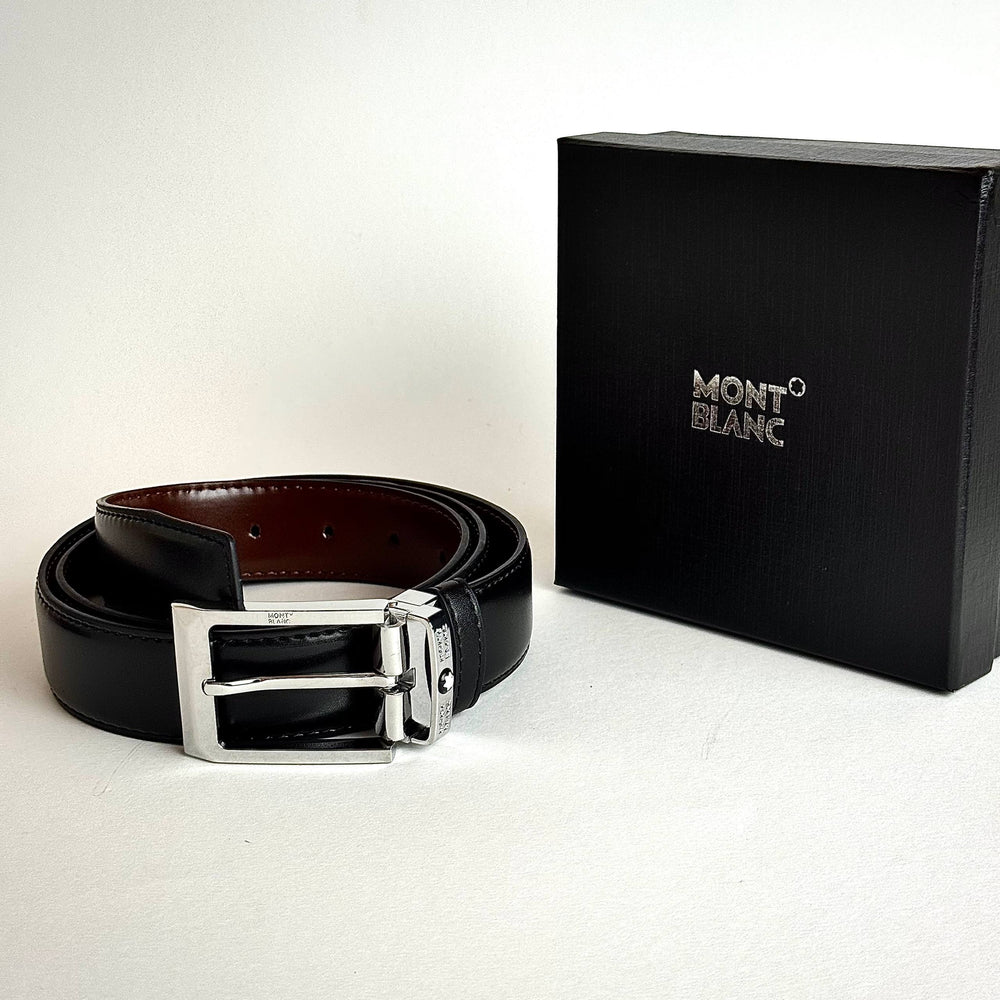 Montblanc Reversible Belt – Silver Dark Brown