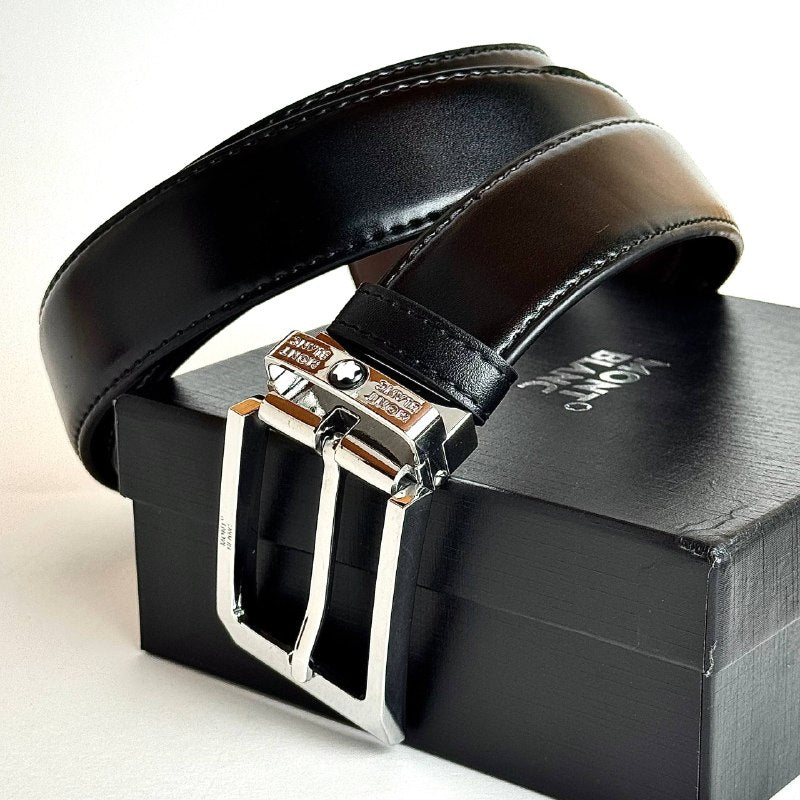 Montblanc Reversible Belt – Silver Dark Brown