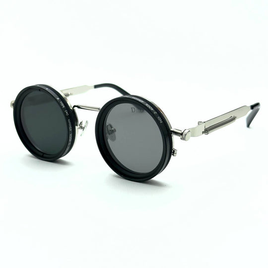 Adjustable Rotating Trendy Sunglasses - Silver Black