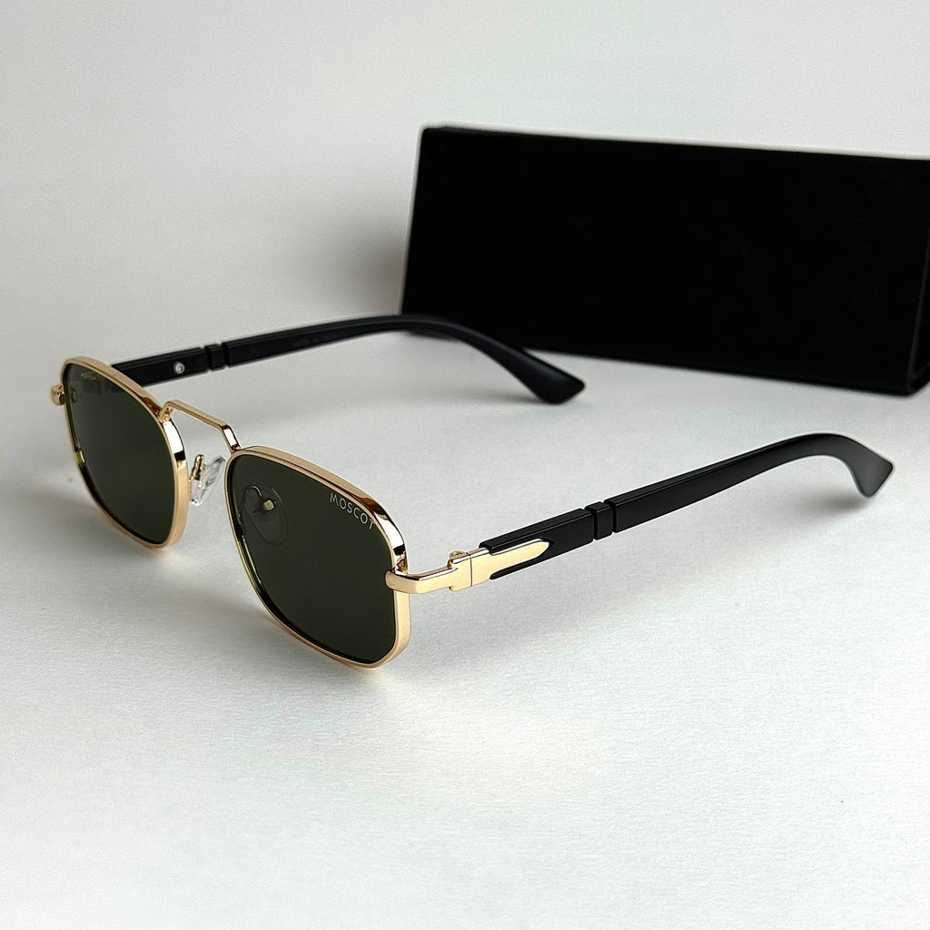Moscot Rectangular – Gold Green