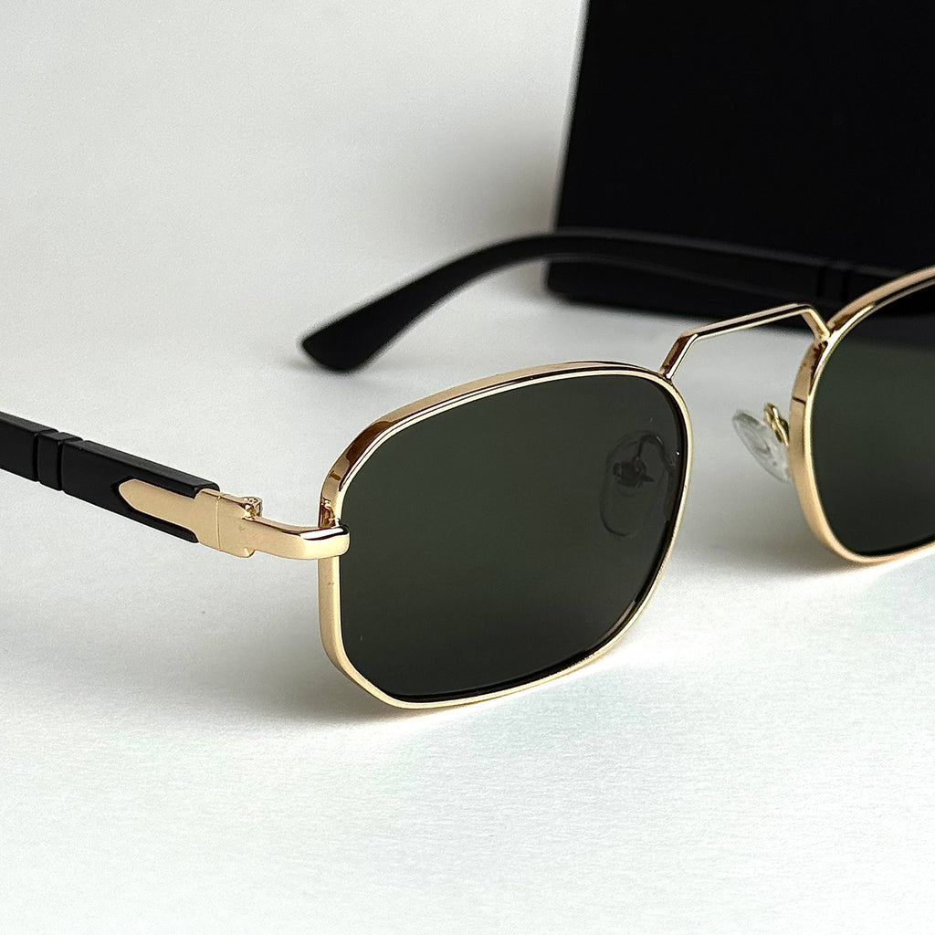 Moscot Rectangular – Gold Green
