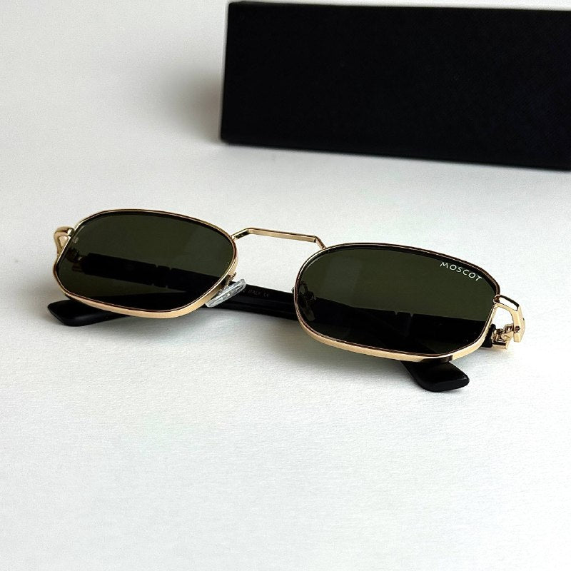 Moscot Rectangular – Gold Green