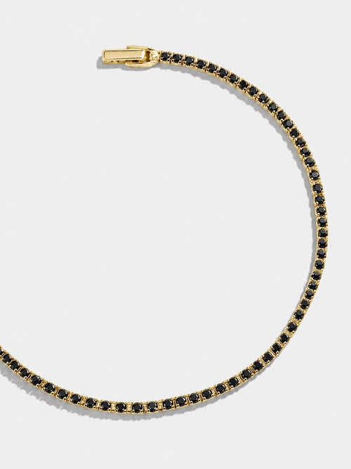 Premium Tennis Bracelet | Gold-Tone Setting, Brilliant Round-Cut Black Diamonds