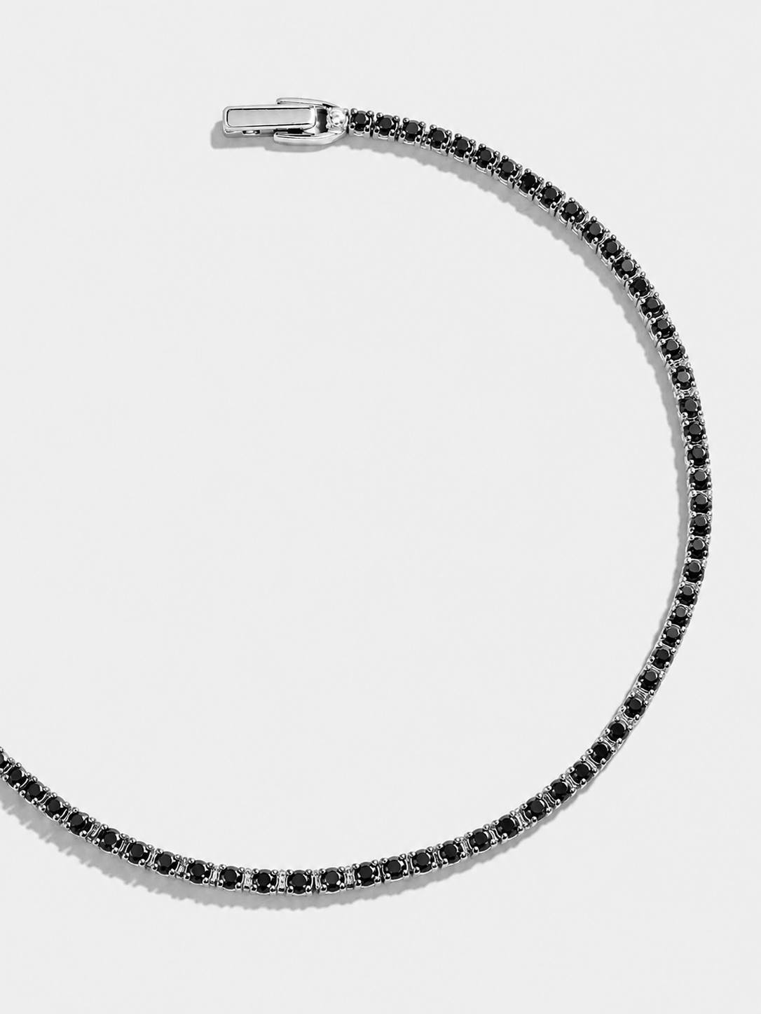 Premium Tennis Bracelet | Silver-Tone Setting, Brilliant Round-Cut Black Diamonds