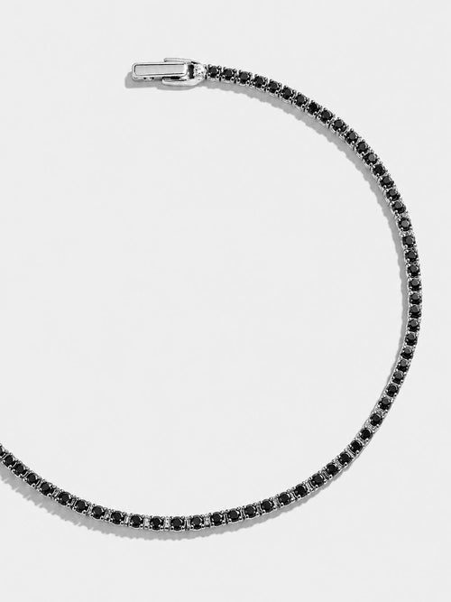 Premium Tennis Bracelet | Silver-Tone Setting, Brilliant Round-Cut Black Diamonds