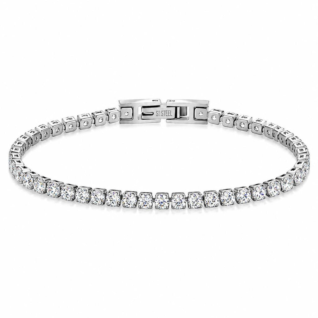Premium Tennis Bracelet | Silver-Tone Setting, Brilliant Round-Cut Stones