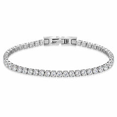 Premium Tennis Bracelet | Silver-Tone Setting, Brilliant Round-Cut Stones