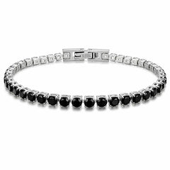 Premium Tennis Bracelet | Silver-Tone Setting, Brilliant Round-Cut Black Diamonds