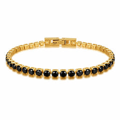 Premium Tennis Bracelet | Gold-Tone Setting, Brilliant Round-Cut Black Diamonds