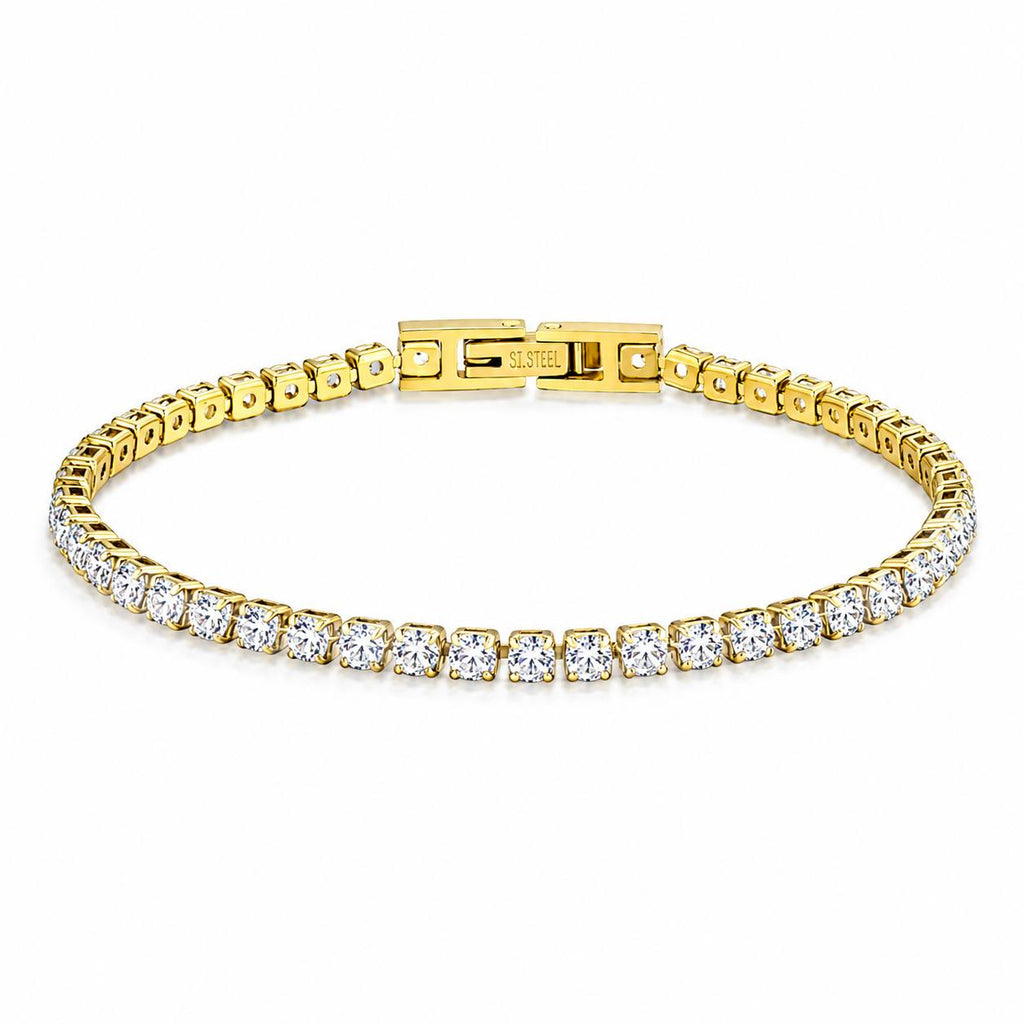 Premium Tennis Bracelet | Gold-Tone Setting, Brilliant Round-Cut Diamonds