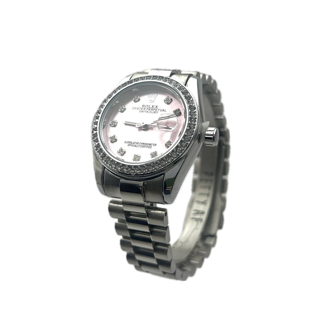 Rolex Oyster Perpetual Datejust 36mm – Silver Tone / White Mother-of-Pearl Diamond Dial (For Her)