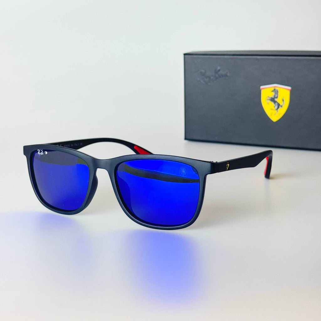 Ray-Ban Ferrari Wayfarer – Matte Black Blue Mirror