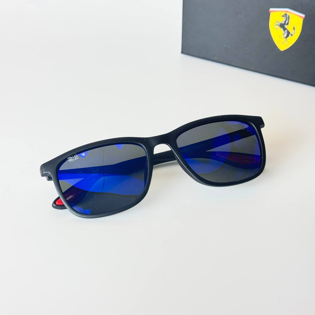 Ray-Ban Ferrari Wayfarer – Matte Black Blue Mirror