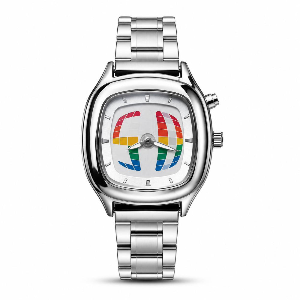 Pintime Mens Retro - Silver White Rainbow