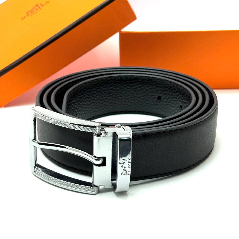 Hermès Buckle Belt — Silver Black