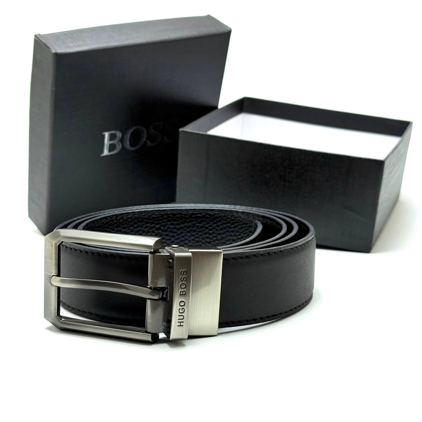 Hugo Boss Buckle Belt — Gunmetal Black