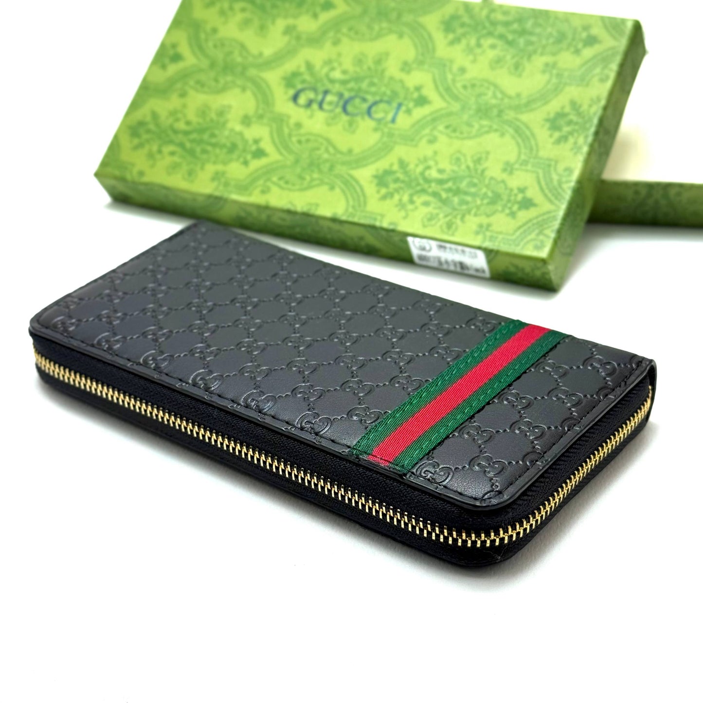 Gucci GG Leather Zip Wallet — Black