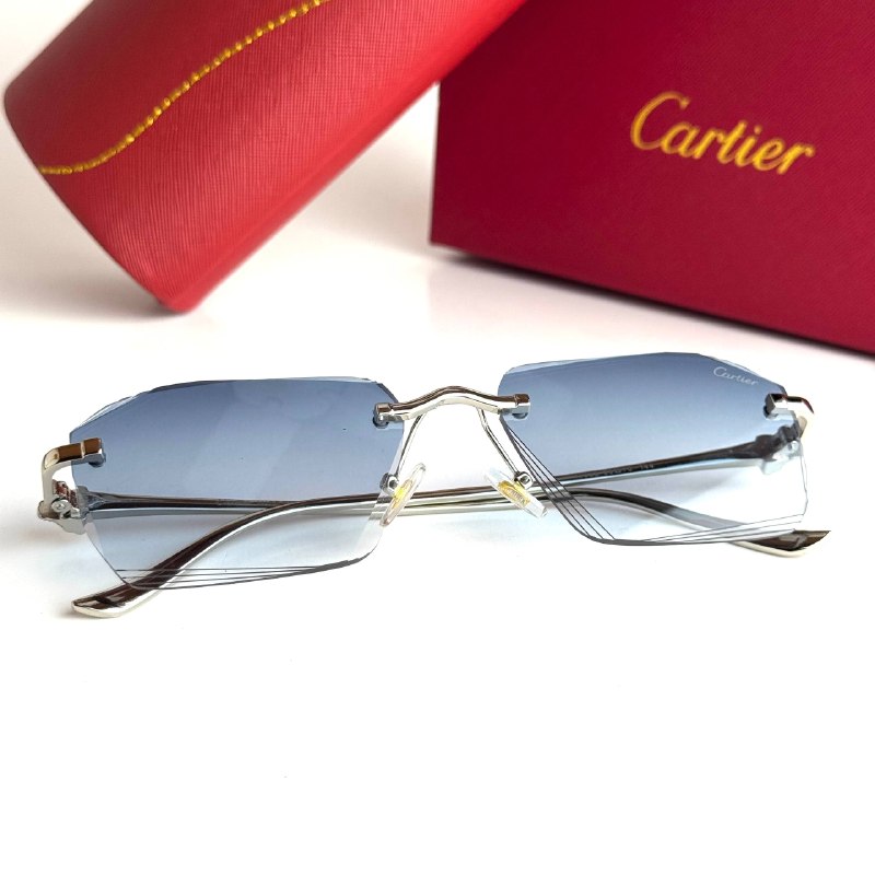 Cartier Rimless CT0427S – Silver Blue Gradient