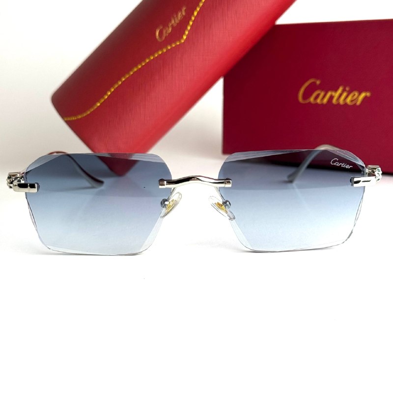 Cartier Rimless CT0427S – Silver Blue Gradient