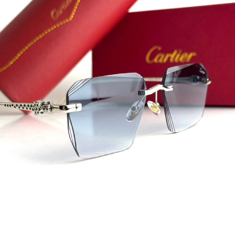 Cartier Rimless CT0427S – Silver Blue Gradient