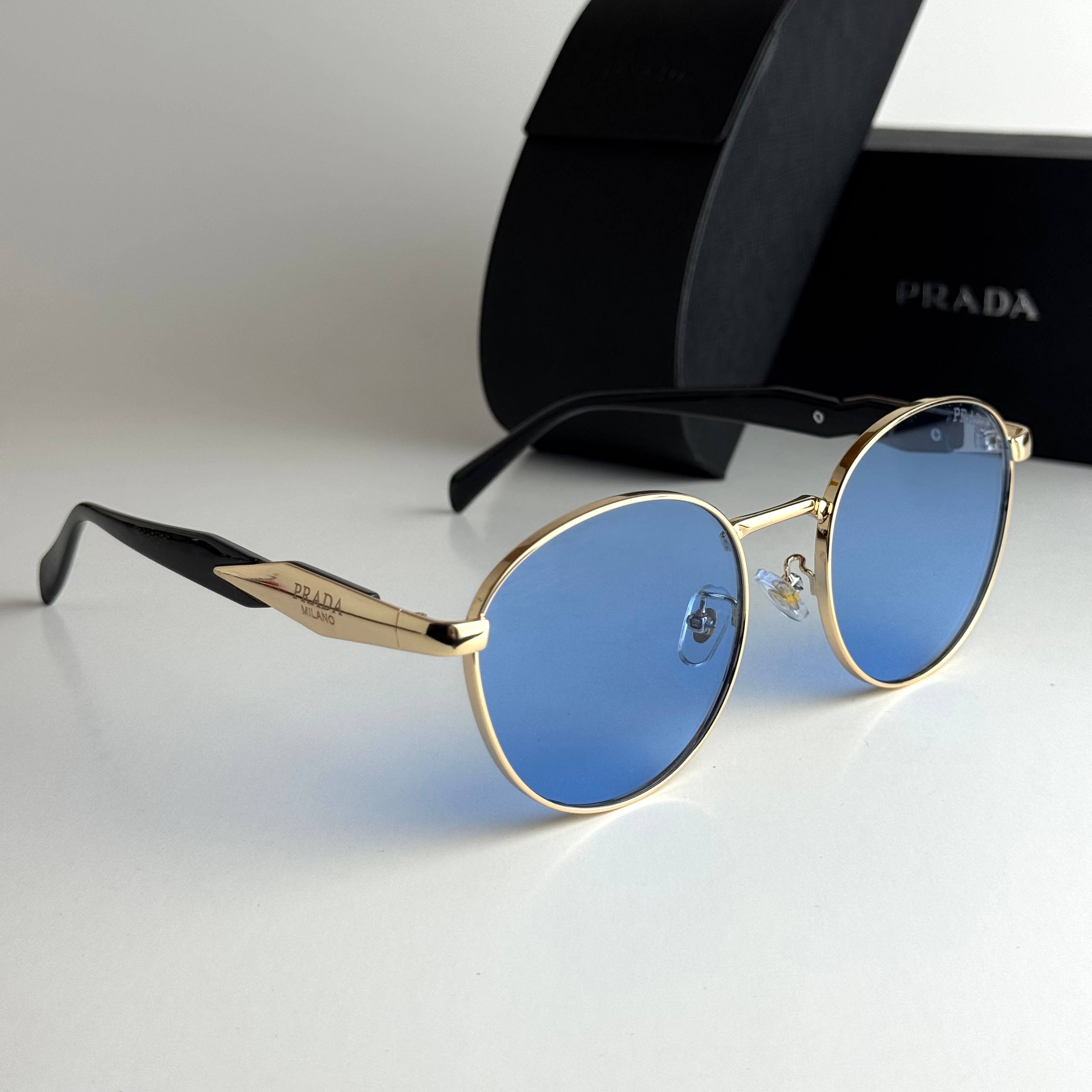 Prada Milano Round – Gold Blue