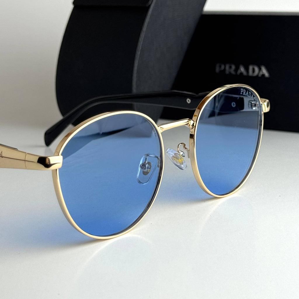Prada Milano Round – Gold Blue