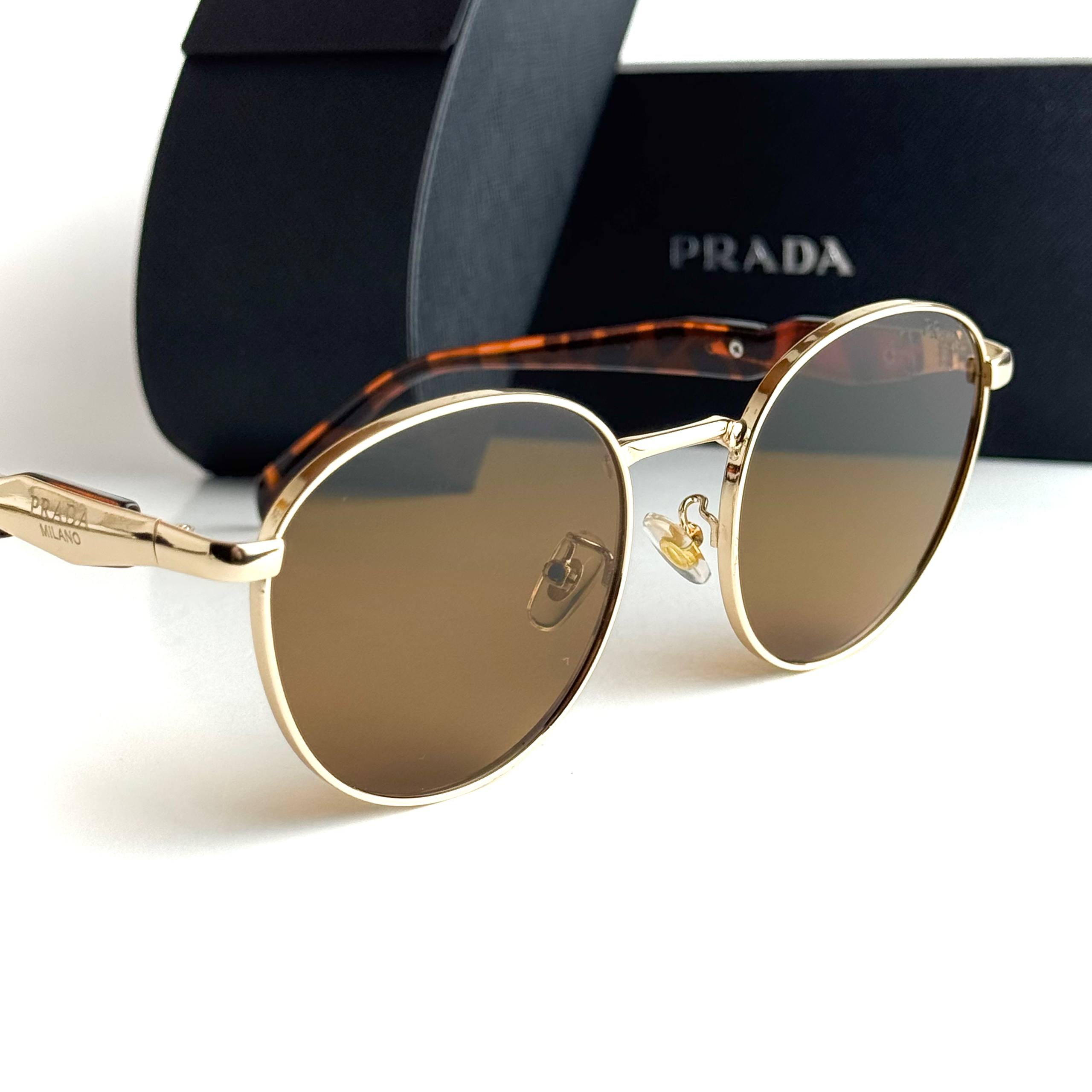 Prada Milano Round – Gold Brown