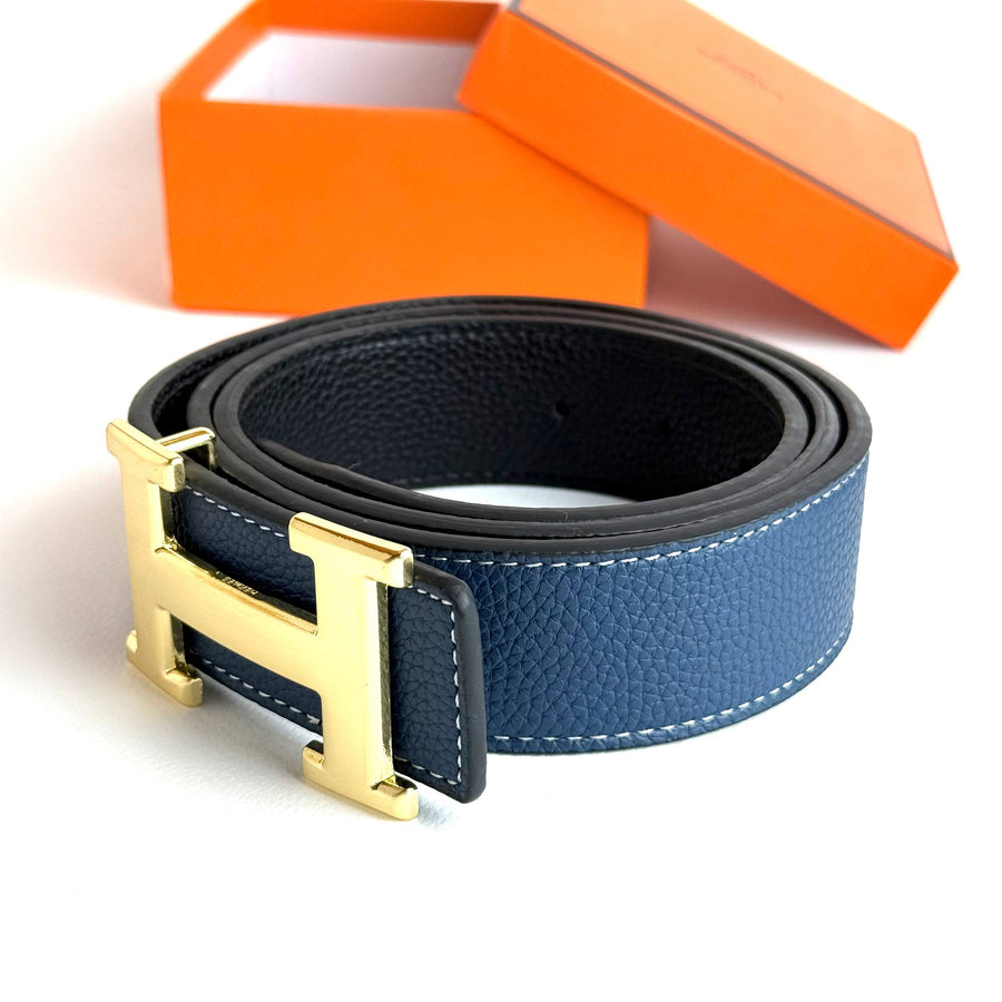 Hermès H Belt – Blue / Gold