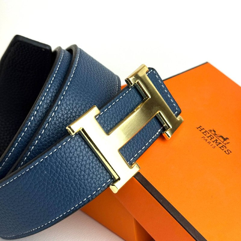 Hermès H Belt – Blue / Gold