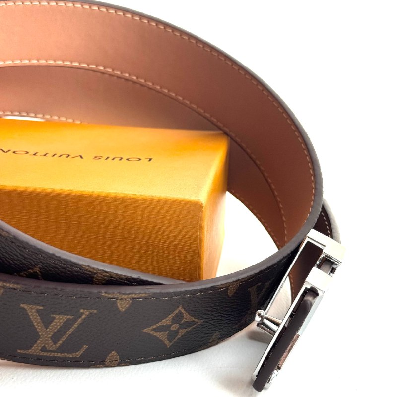 LV Canvas Belt – Silver Brown