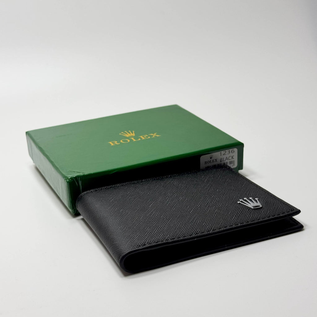 Rolex Crown Embossed Bifold Wallet – Black