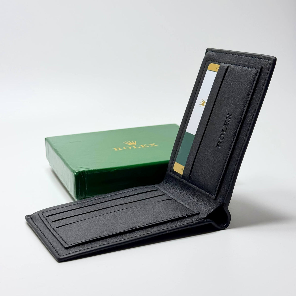 Rolex Crown Embossed Bifold Wallet – Black