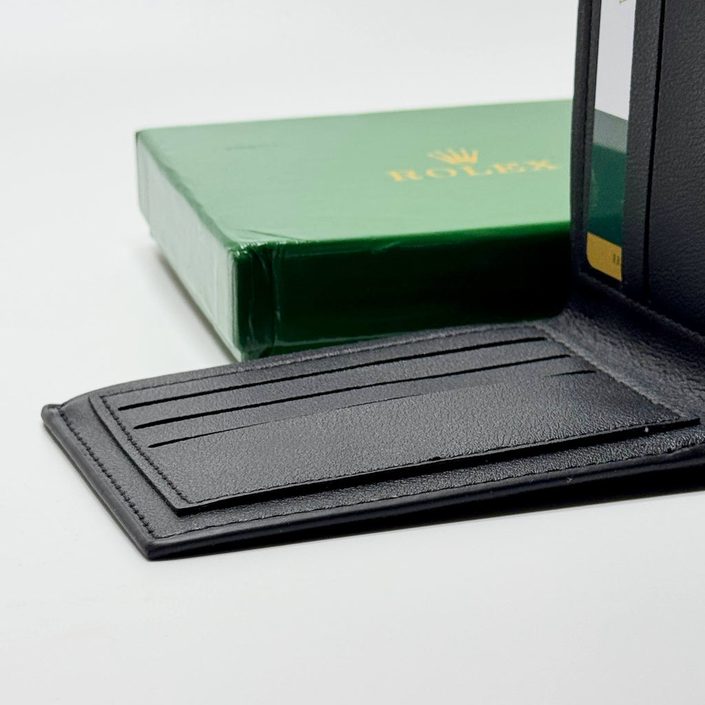 Rolex Crown Embossed Bifold Wallet – Black