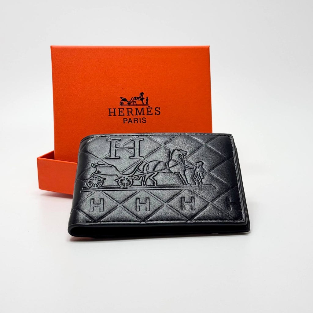 Hermès Horse & Carriage Embossed Bifold Wallet – Black