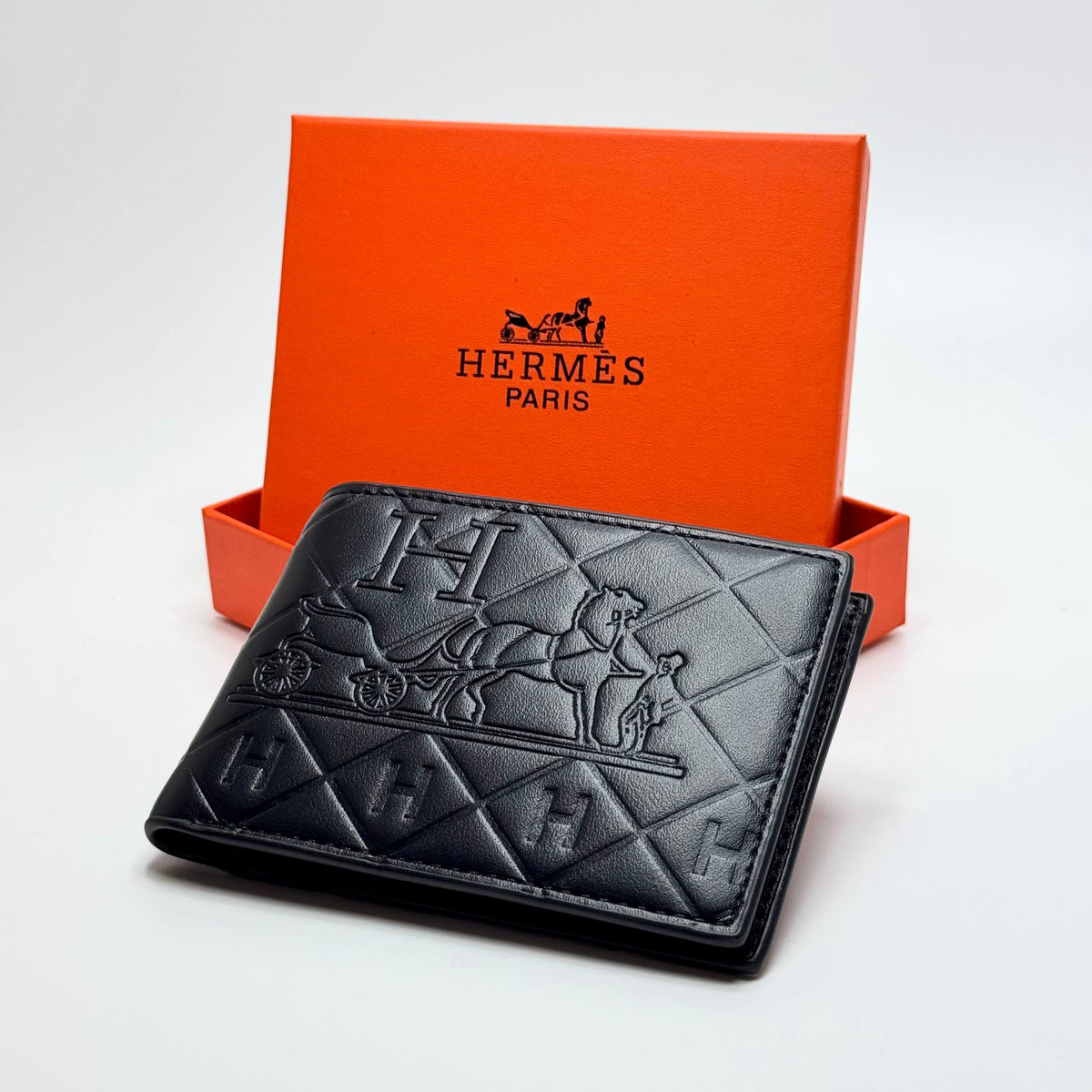 Hermès Horse & Carriage Embossed Bifold Wallet – Black