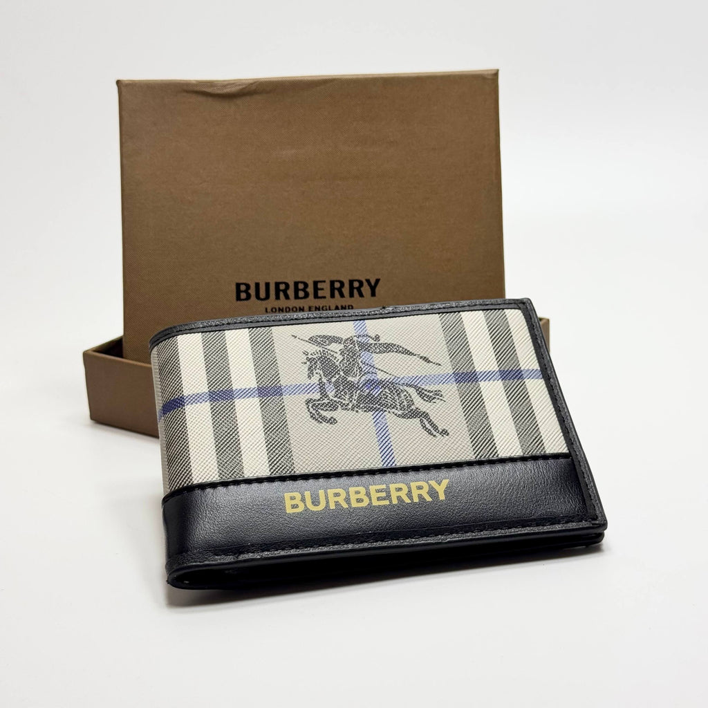 Burberry Contrast Texture Bifold Wallet – Black