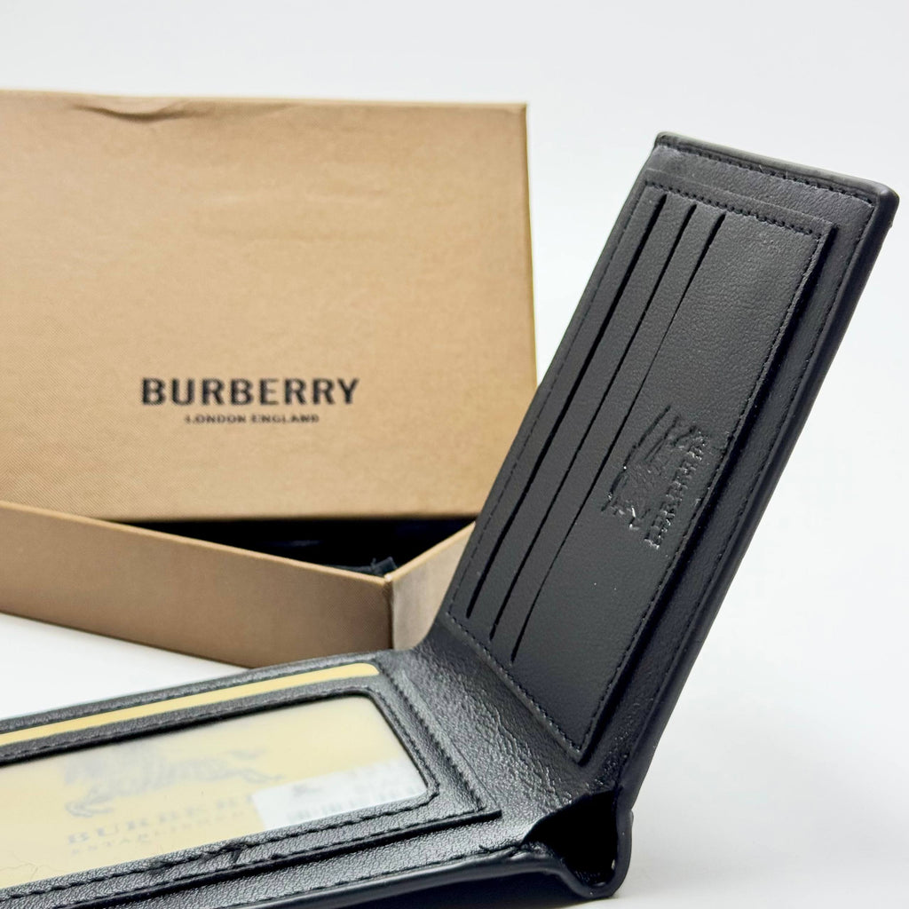 Burberry Contrast Texture Bifold Wallet – Black